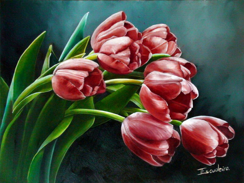 Red Tulips Bouquet — Dramatic