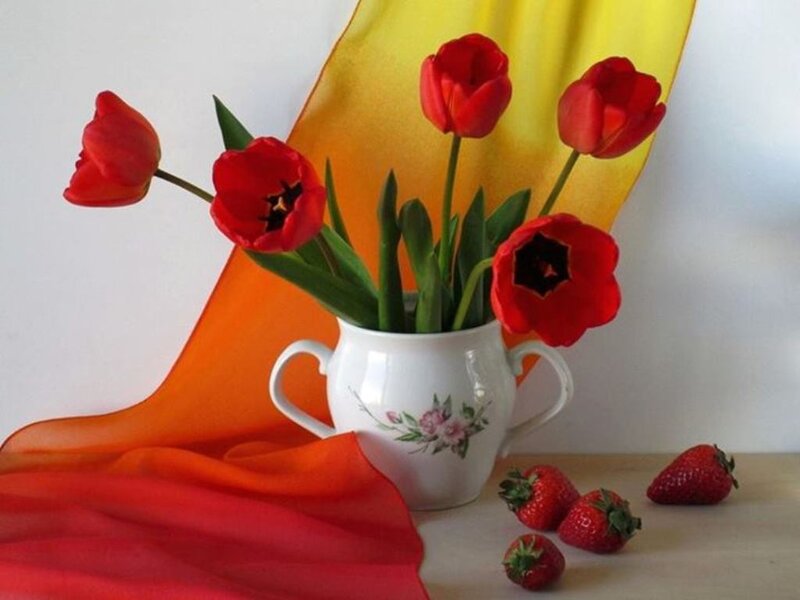 Red Tulips in a Cup — Calm