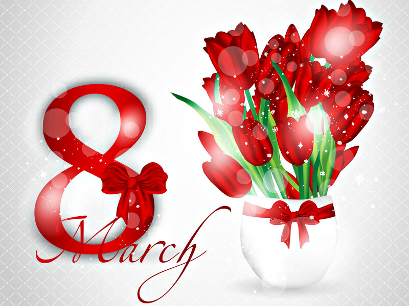 Red Tulips in a Vase — Festive
