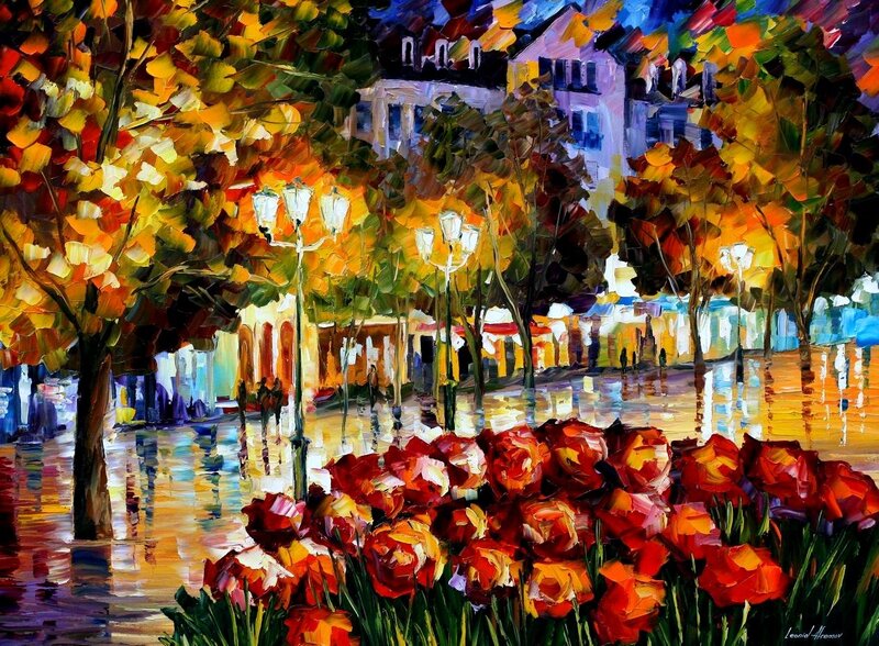 Red Tulips in Autumn