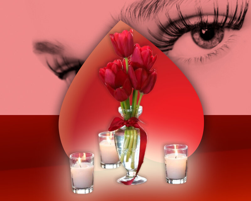 Red Tulips in Vase — Romantic, Digital Art