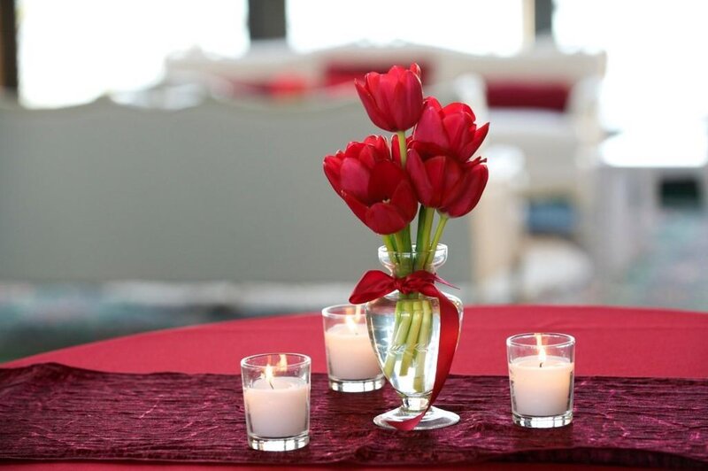 Red Tulips in Vase — Romantic