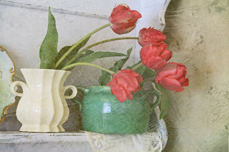 Red Tulips in Vases — Calm