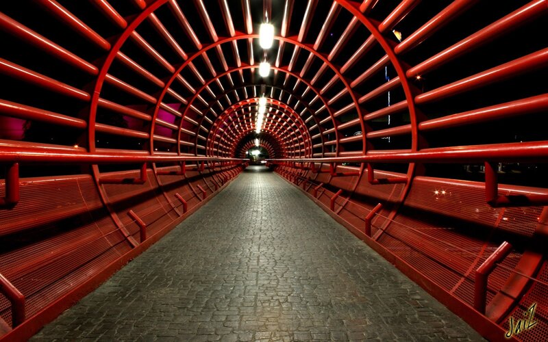 Red Tunnel Bridge — Dramatic