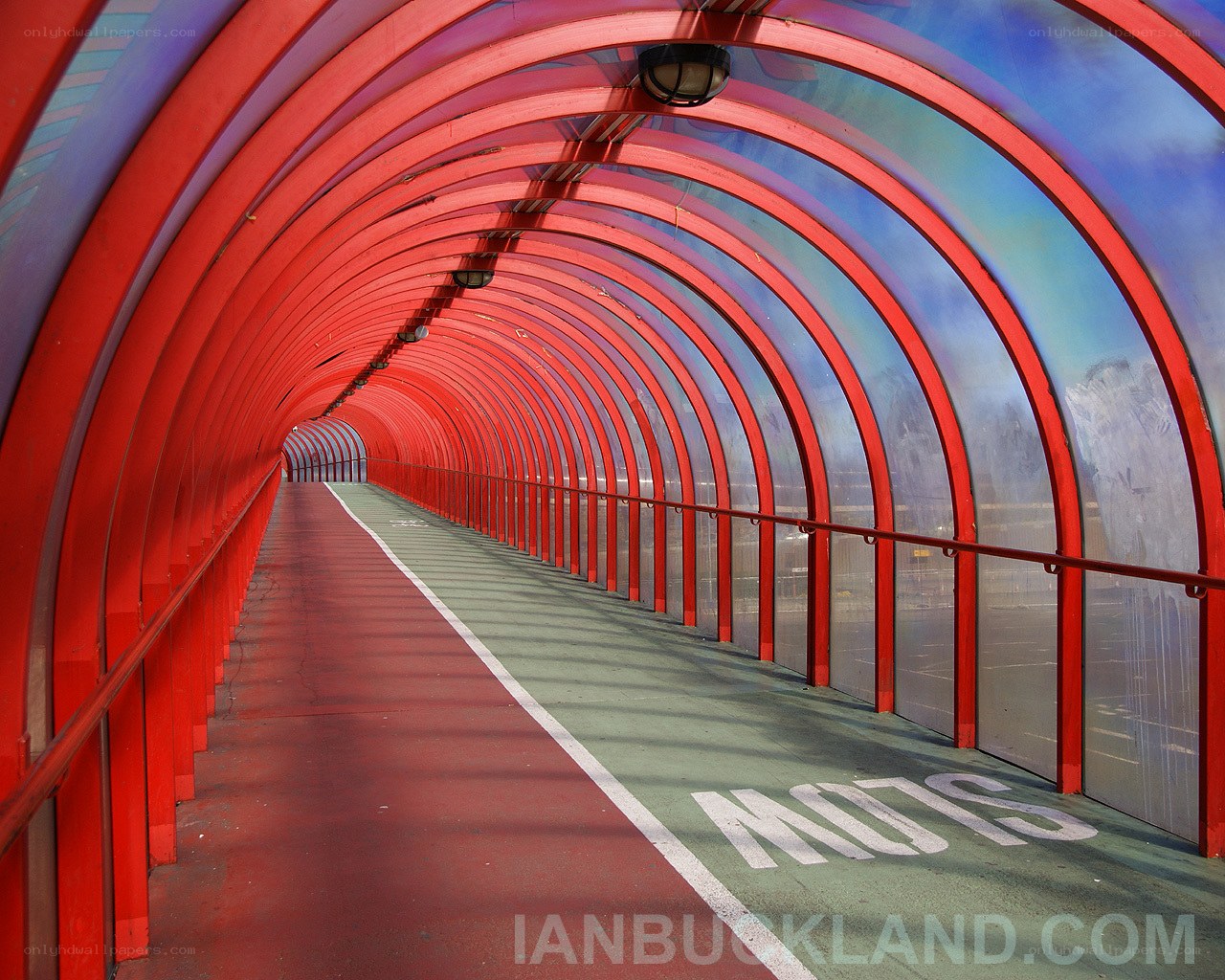 Red tunnel walkway