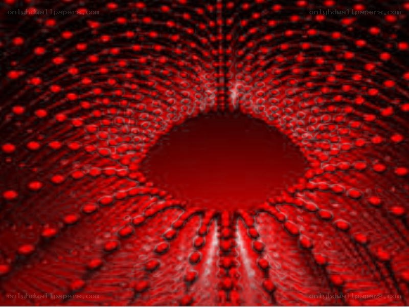 Red tunnel with glowing dots