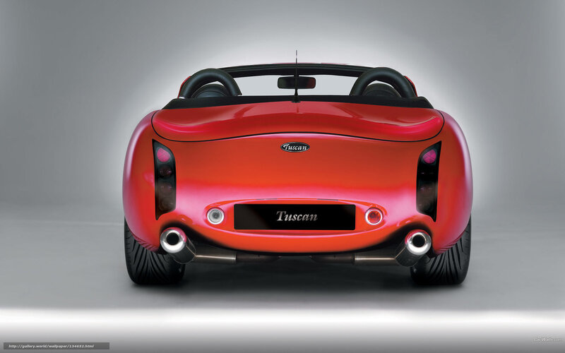 Red Tuscan sports car rear view