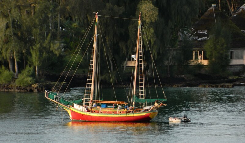 Red Two-masted Sailboat