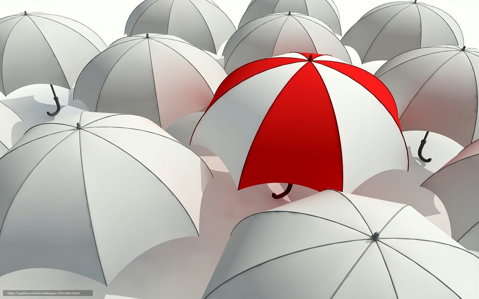 Red umbrella in a crowd