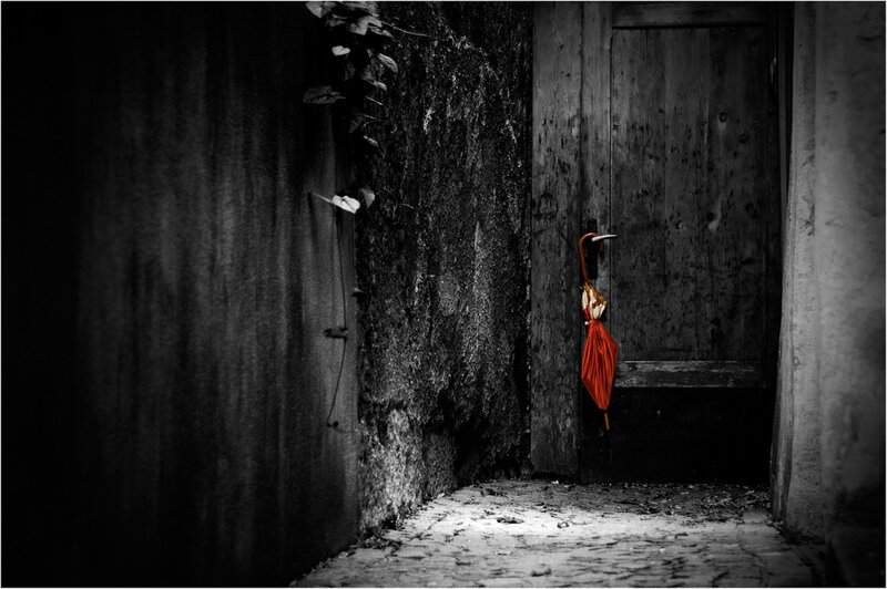 Red Umbrella in Alley