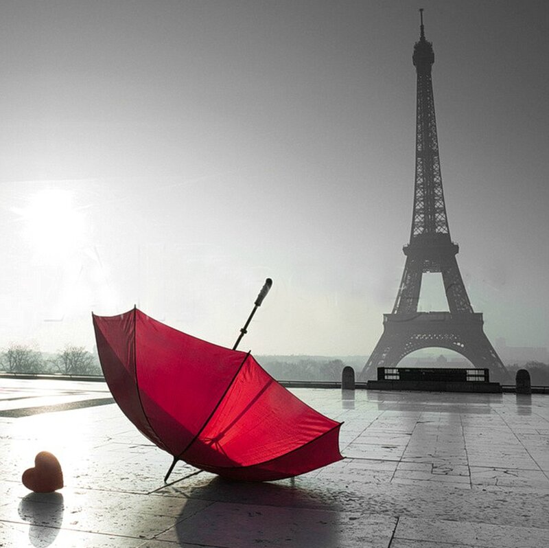 Red Umbrella in Paris