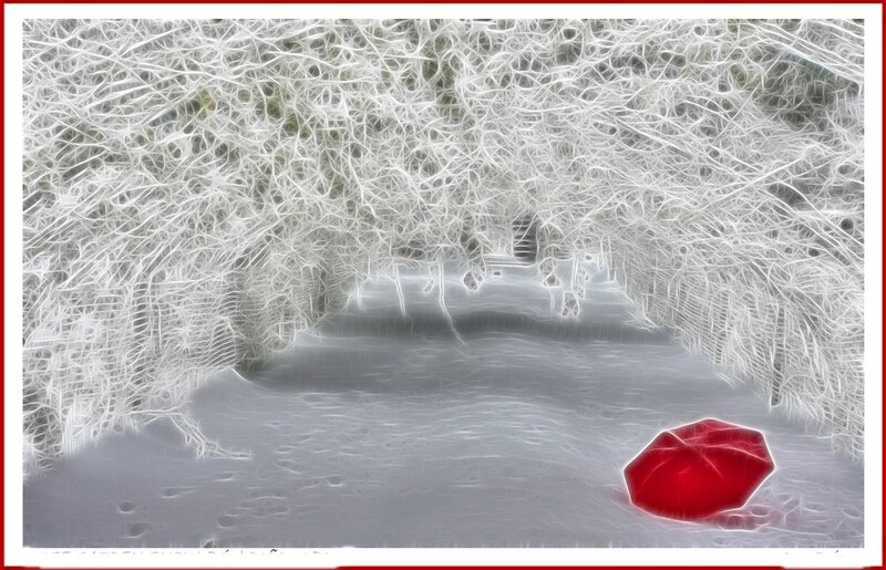 Red Umbrella in Snow