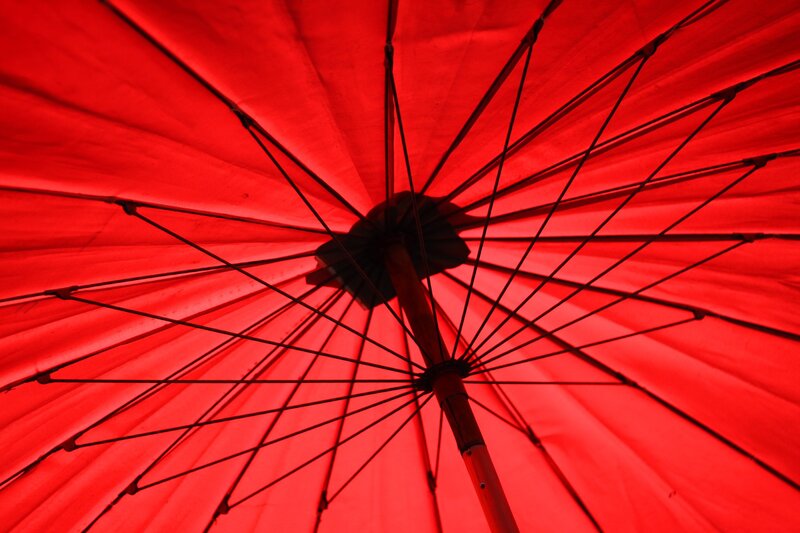 Red Umbrella Interior — Dramatic