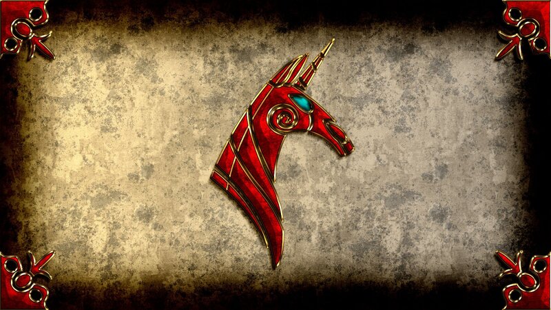 red unicorn emblem on parchment