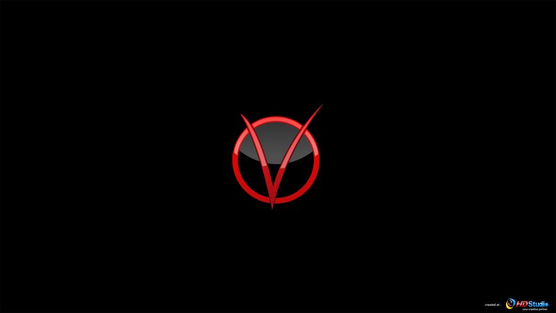 Red V Logo on Black