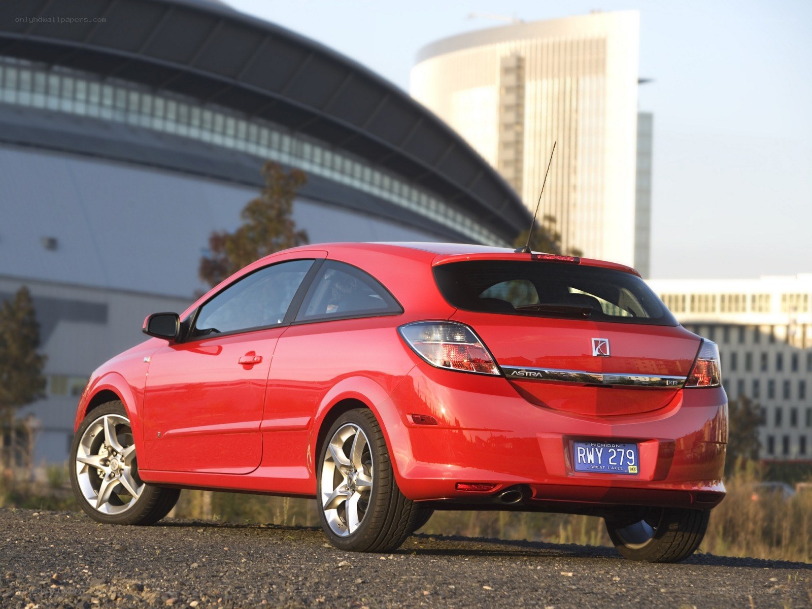 Red Vauxhall Astra hatchback