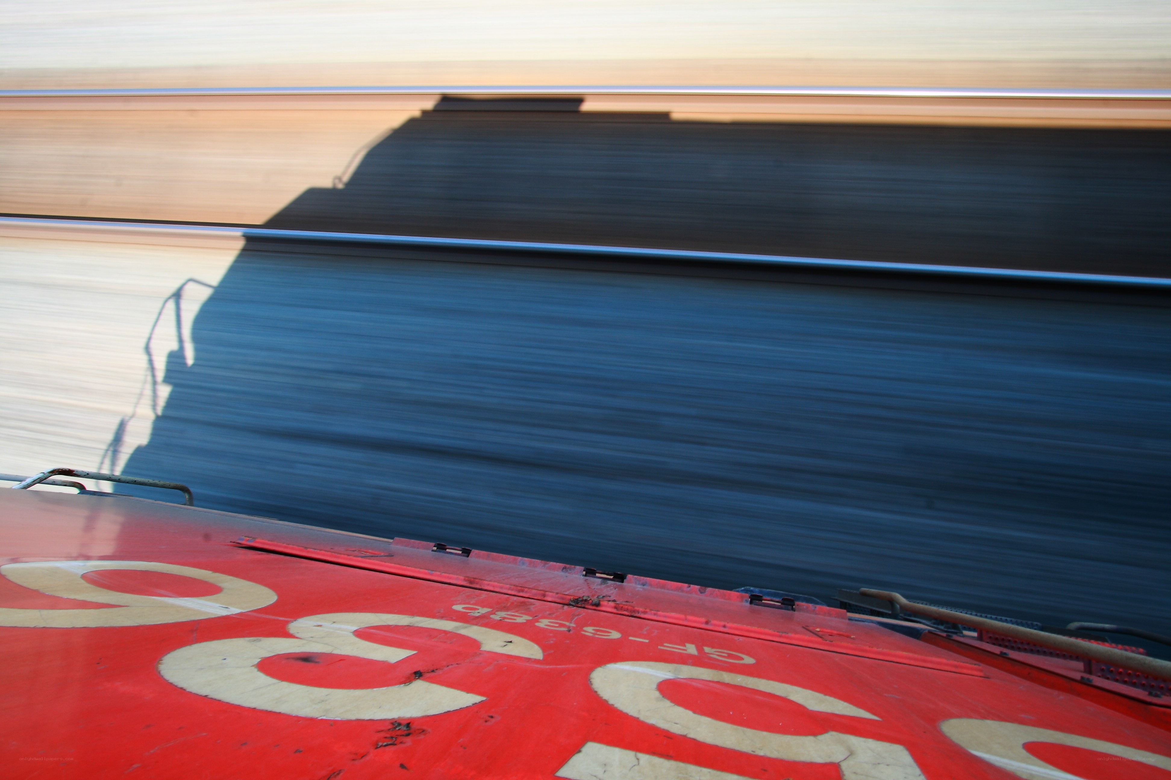 Red vehicle on a track
