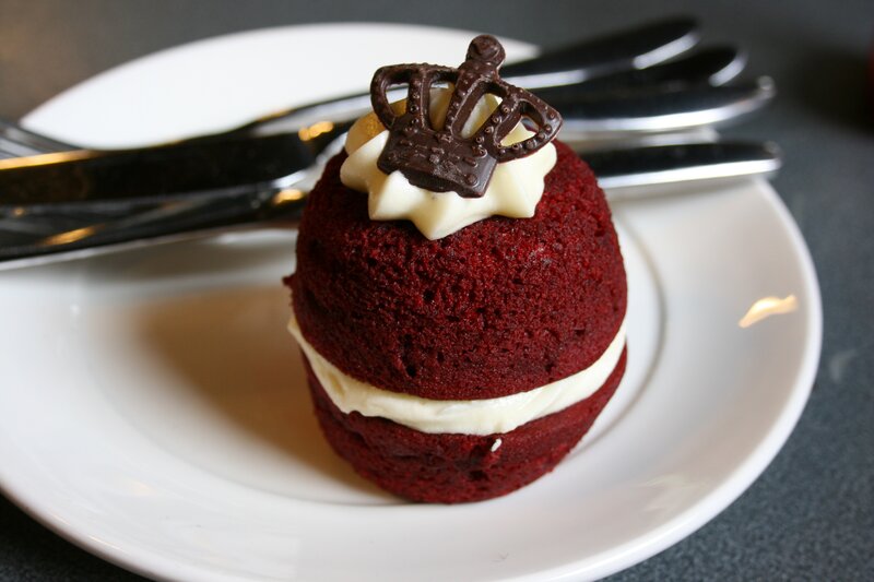 Red velvet cake with chocolate crown
