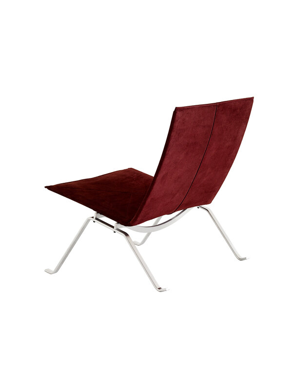 Red velvet chair with metal frame