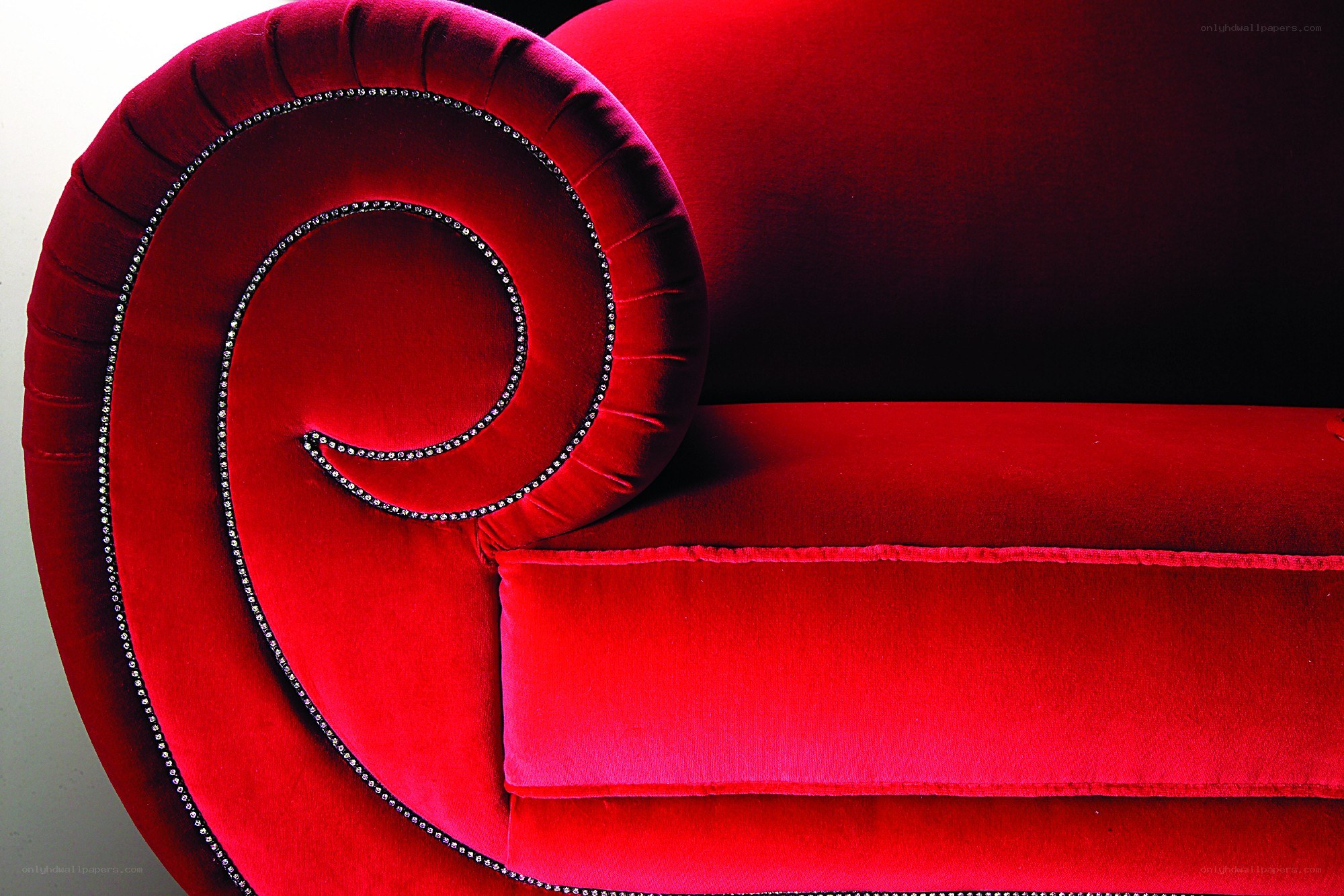 Red velvet chaise lounge