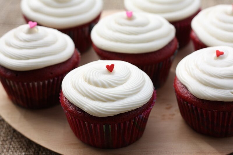 Red velvet cupcakes with frosting
