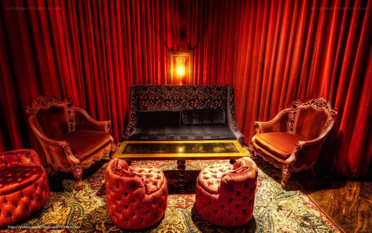 Red velvet lounge room