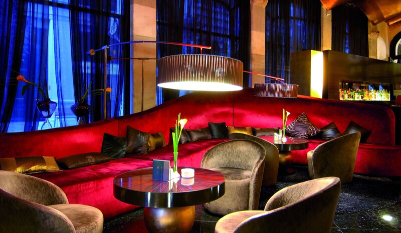 Red Velvet Lounge Seating — Luxurious
