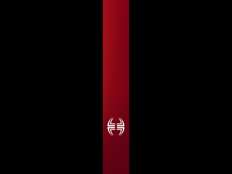 Red vertical stripe with logo