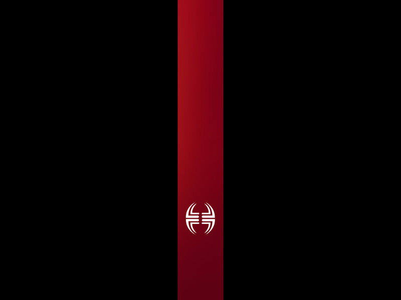 red vertical stripe with logo