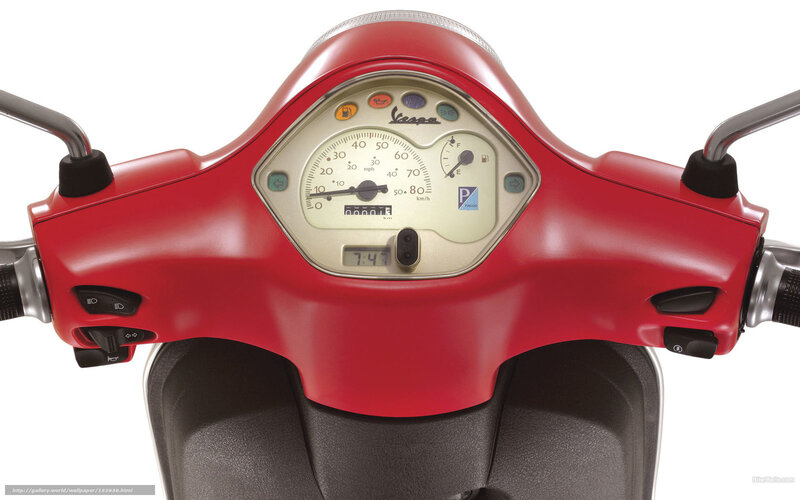Red Vespa Scooter — Neutral, Photograph, Dashboard
