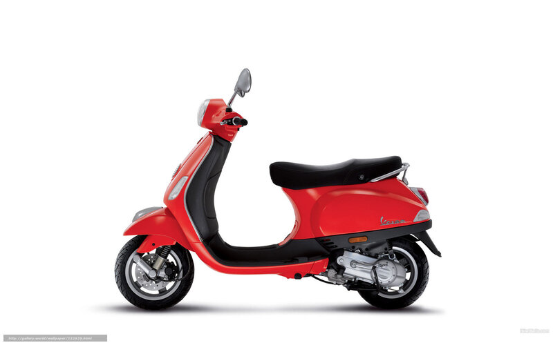 Red Vespa Scooter — Neutral, Photograph, Seat, Mirror, Wheel