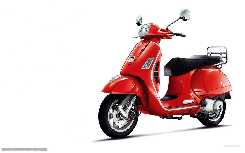 Red Vespa Scooter — Neutral, Photograph, Seat, Mirrors, Rear Rack