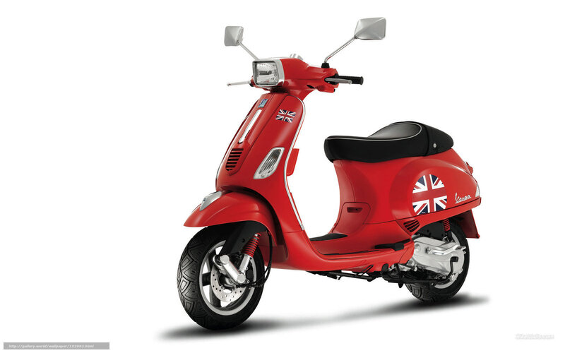 Red Vespa Scooter — Neutral, Photograph, Union Jack Flag