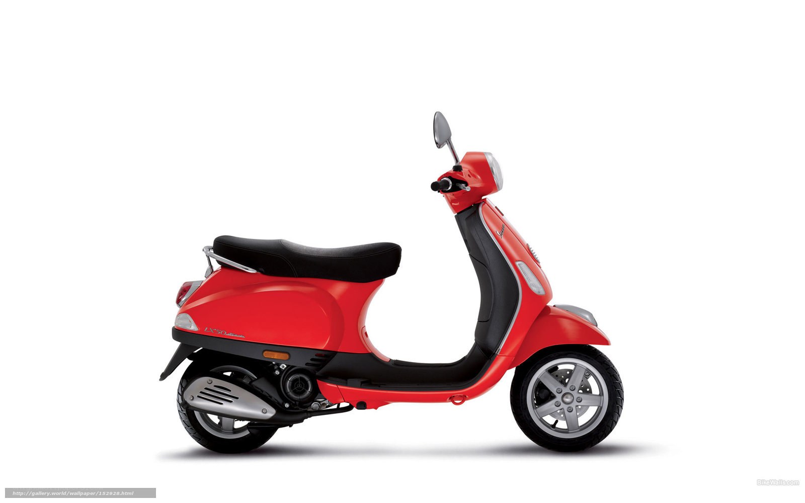 Red Vespa scooter side view