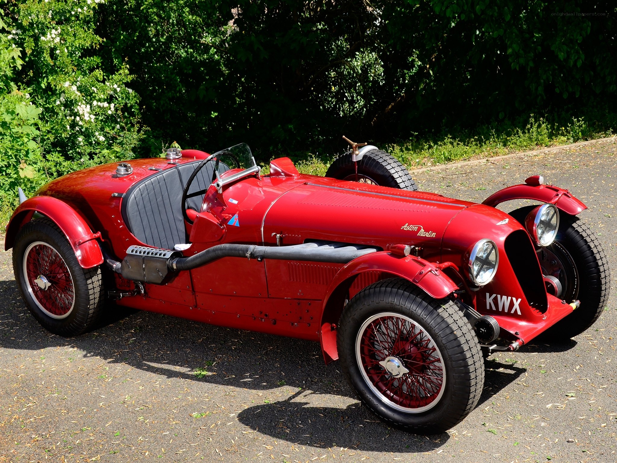 Red vintage Aston Martin race car