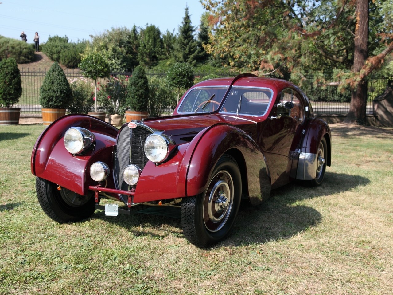 Red vintage Bugatti car