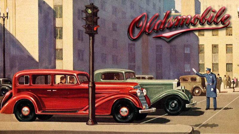 Red Vintage Car at Intersection