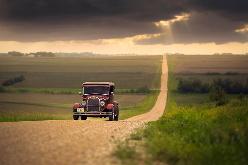 Red Vintage Car — Brown