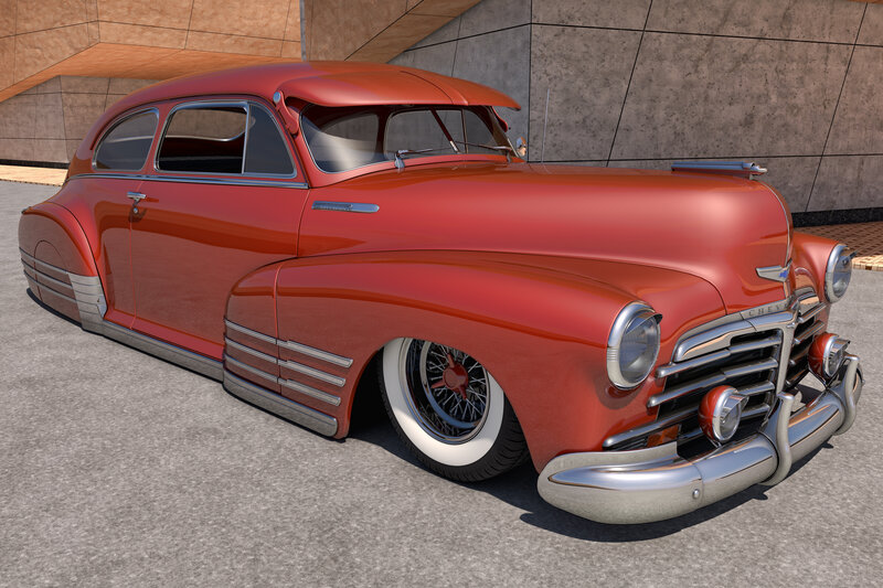 Red Vintage Car — Calm, Afternoon, 3d Render