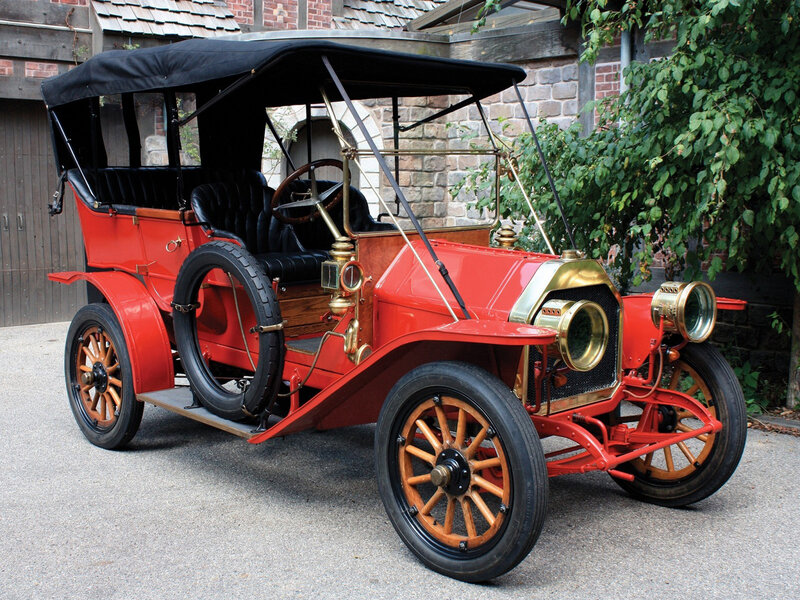 Red Vintage Car — Calm, Afternoon, Photograph, Black Canopy