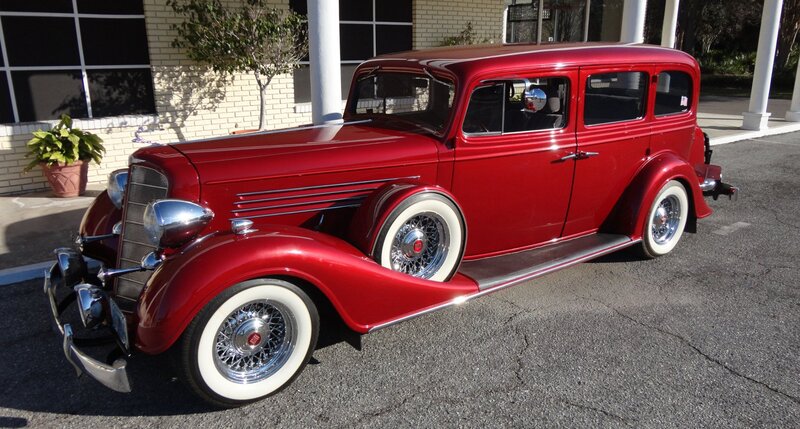 Red Vintage Car — Calm, Afternoon, Photograph, Building, Plant