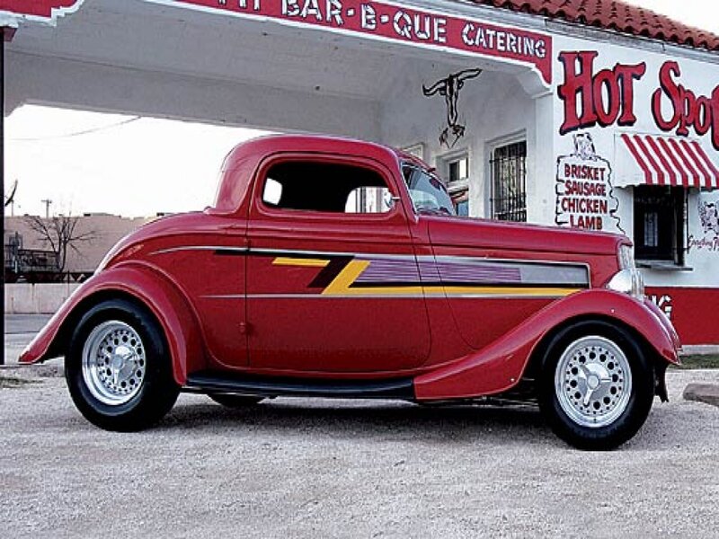 Red Vintage Car — Calm, Afternoon, Photograph, Building, Sign