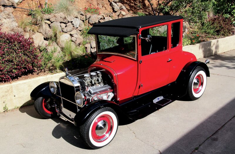 Red Vintage Car — Calm, Afternoon, Photograph, Road