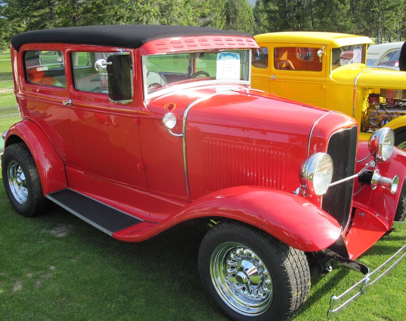 Red Vintage Car — Calm, Afternoon, Photograph, Yellow Vintage Car
