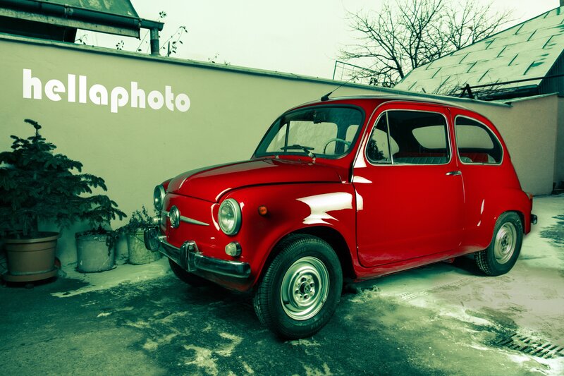 Red Vintage Car — Calm, Winter