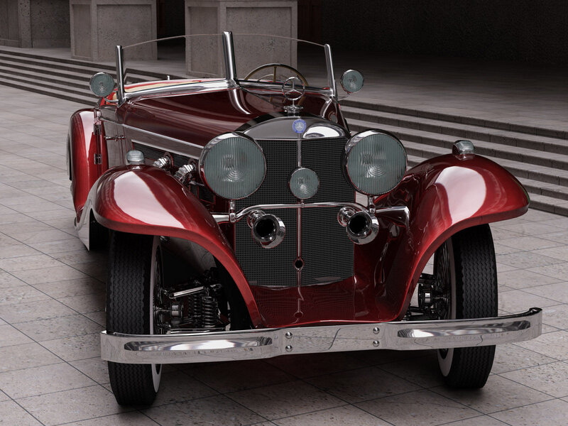 Red Vintage Car — Dramatic, 3d Render