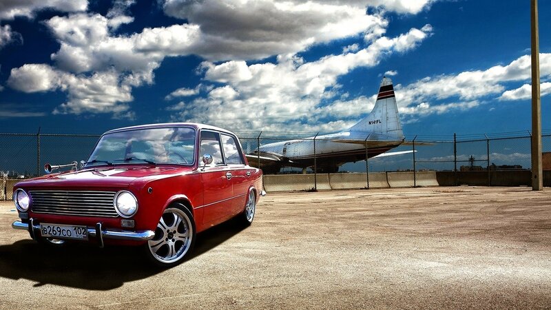 Red Vintage Car — Dramatic, Afternoon, Photograph