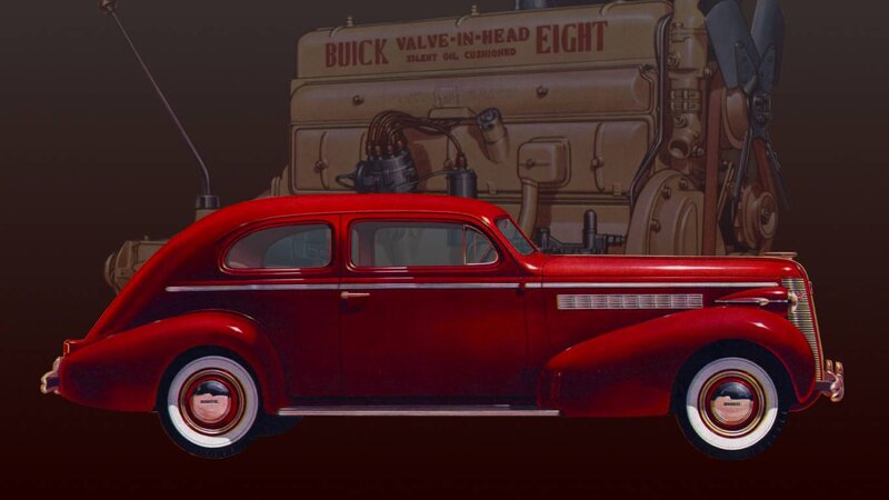 Red Vintage Car — Dramatic, Illustration