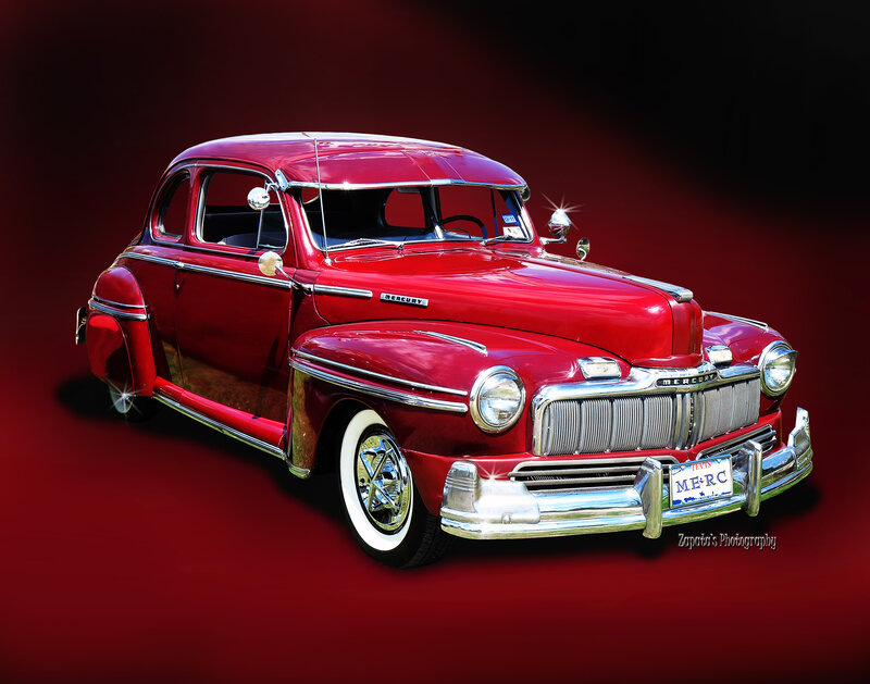 Red Vintage Car — Dramatic, Photograph, License Plate
