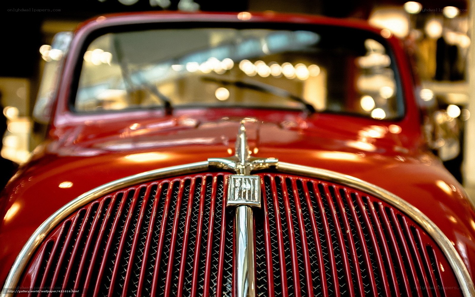 Red vintage car front grille